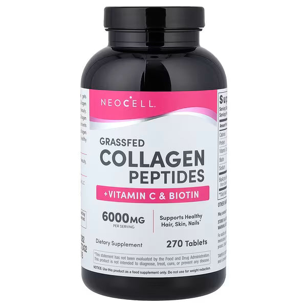 NEOCELL Grassfed Collagen Peptides + C & Biotin, 270 Caplets