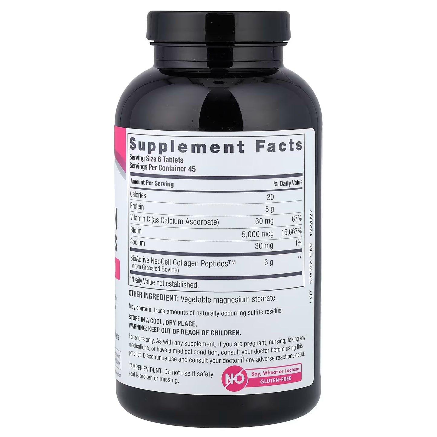 NEOCELL Grassfed Collagen Peptides + C & Biotin, 270 Caplets