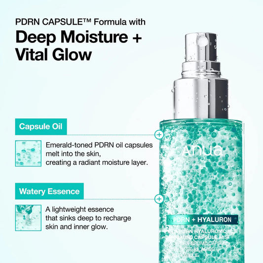 ANUA PDRN HYALURONIC ACID HYDRATING CAPSULE MIST single 100ML(without box from olive young set as mentioned in the pictures)
