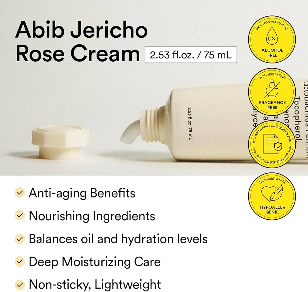Abib Jericho Rose Cream 2.53 fl oz, Moisturizer for Dry and Aging Skin, Korean Skincare 75 ml