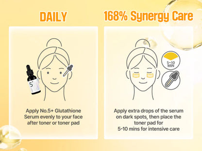 Numbuzin No.5+ Glutathione Vitamin Concentrated Serum, Glutathione, Vitamin C |Hyperpigmentation| Suitable for Sensitive Skin, Korean Skincare |
