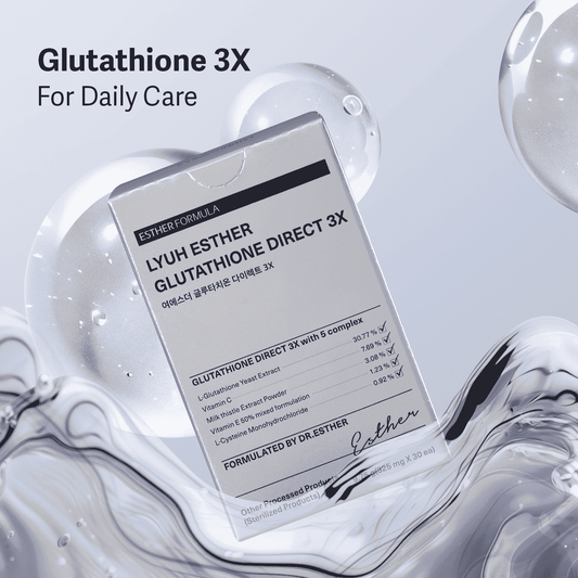ESTHER FORMULA
Glutathione Direct 3X

L-Glutathione (50% purity)
+Vitamin C, milk thistle, L-cysteine