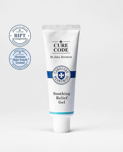 CURECODE Soothing Relief Gel with Neuromide, encourages ceramide, Microbiome Science soothes sensitive & dry skin, strengthen repair skin barrier (80ml)