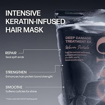 UNOVE Deep Damage Treatment Ex - Protein Hair Treatment & Hair Mask for Damaged Hair | Deep Conditioning & Keratin Hair Mask for Dry, Frizzy Hair | Korean Hair Care | Tender Bloom, 10.82 fl oz
