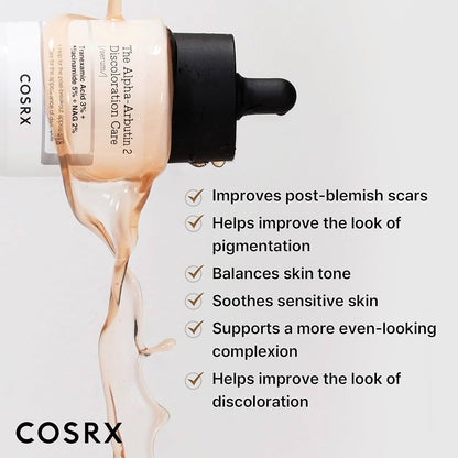 COSRX 2% Alpha Arbutin Discoloration Care Face Serum with Niacinamide, Glutathione & Tranexamic Acid, 1.7 fl oz