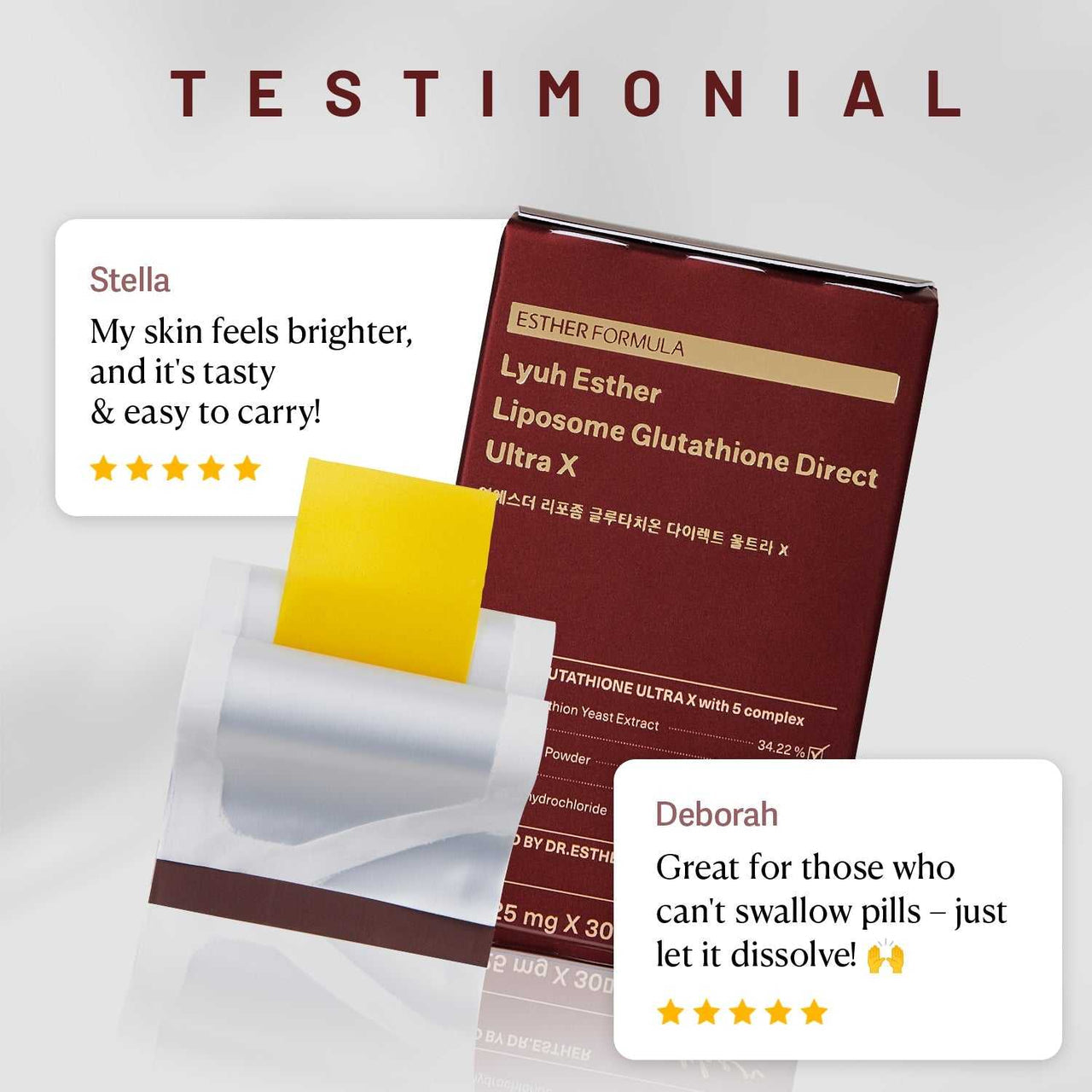 ESTHER FORMULA
Liposome Glutathione Direct Ultra X 30 strips