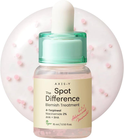 AXIS-Y Spot The Difference Blemish Spot Treatment - 4-Terpineol 2% Niacinamide AHA BHA Soothes Breakouts & Skin Barrier Repair - Vegan Korean Skin Care Face Serum (0.50 fl. oz.)