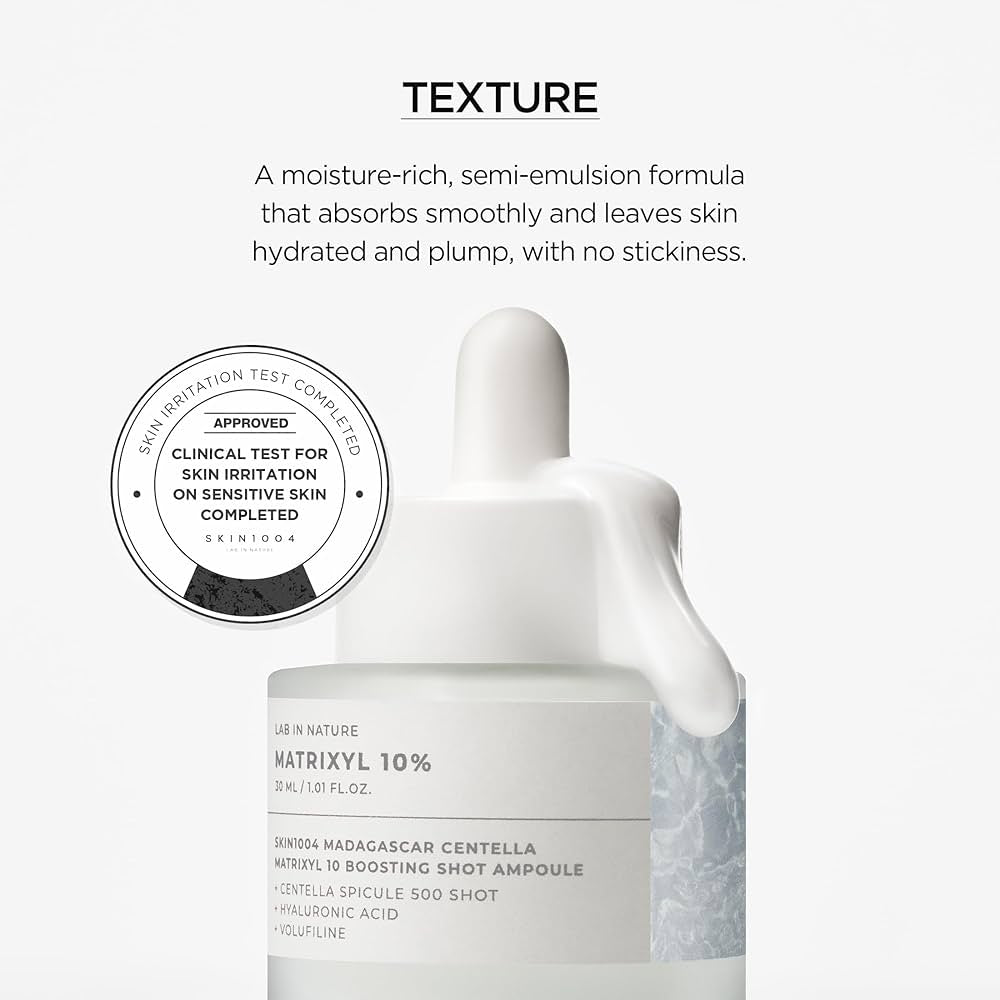 SKIN1004 Matrixyl 10% Boosting Shot Ampoule, Volufiline & Hyaluronic Acid Serum for Face, Spicule for Deep Hydration & Firming, Moisture Volume Care for Under Eye, Korean Skin Care, 1.01fl.oz / 30ml