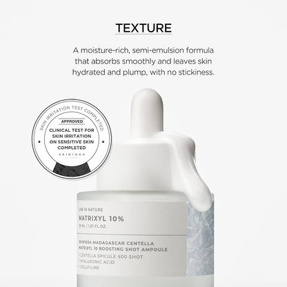 SKIN1004 Matrixyl 10% Boosting Shot Ampoule, Volufiline & Hyaluronic Acid Serum for Face, Spicule for Deep Hydration & Firming, Moisture Volume Care for Under Eye, Korean Skin Care, 1.01fl.oz / 30ml