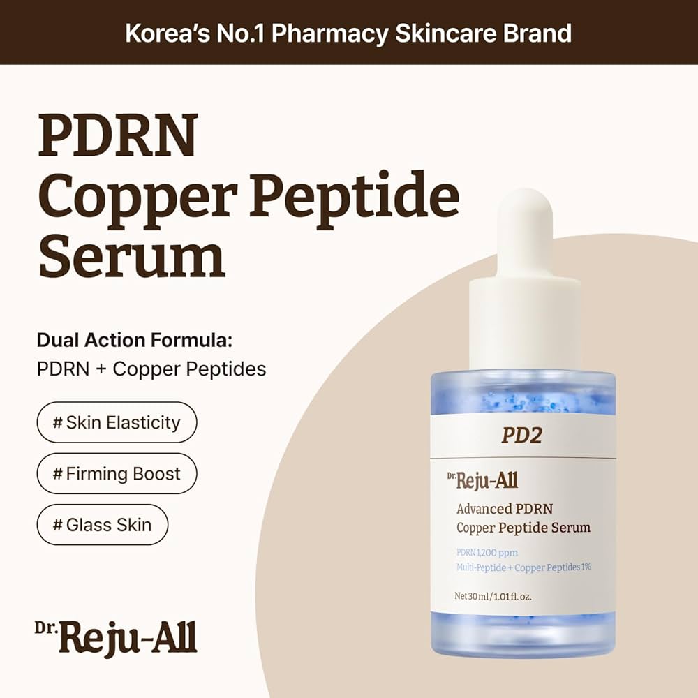 Dr.Reju-All Advanced PDRN Copper Peptide Serum – GHK-Cu with PDRN Serum for Face – Copper Peptides for Firming & Skin Elasticity – with Hyaluronic Acid & Hydrolyzed Collagen Peptides – 1.01 Fl Oz 30 ml ( preorder coming in 2 weeks)