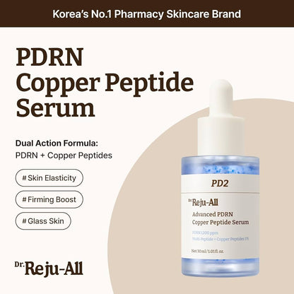 Dr.Reju-All Advanced PDRN Copper Peptide Serum – GHK-Cu with PDRN Serum for Face – Copper Peptides for Firming & Skin Elasticity – with Hyaluronic Acid & Hydrolyzed Collagen Peptides – 1.01 Fl Oz 30 ml ( preorder coming in 2 weeks)