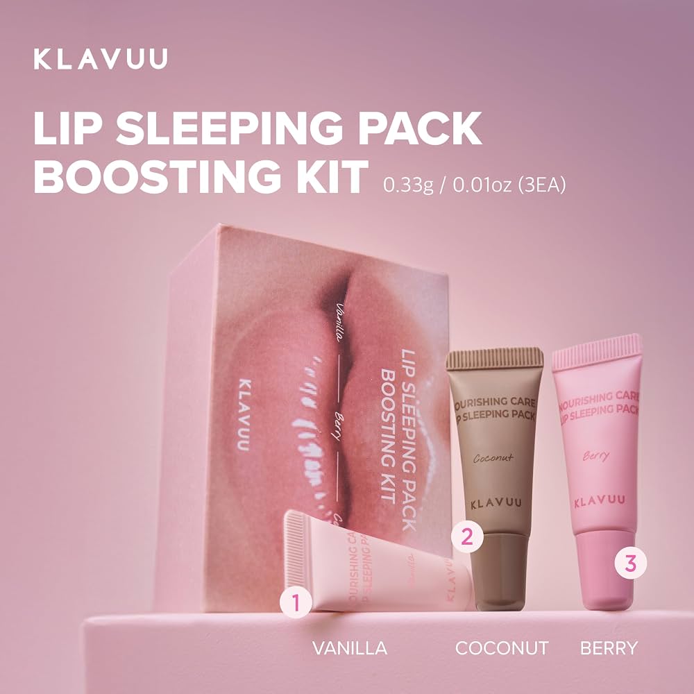 Klavuu Lip Sleeping Mask Boosting Kit, Deep Hydrating Korean Lip Balm