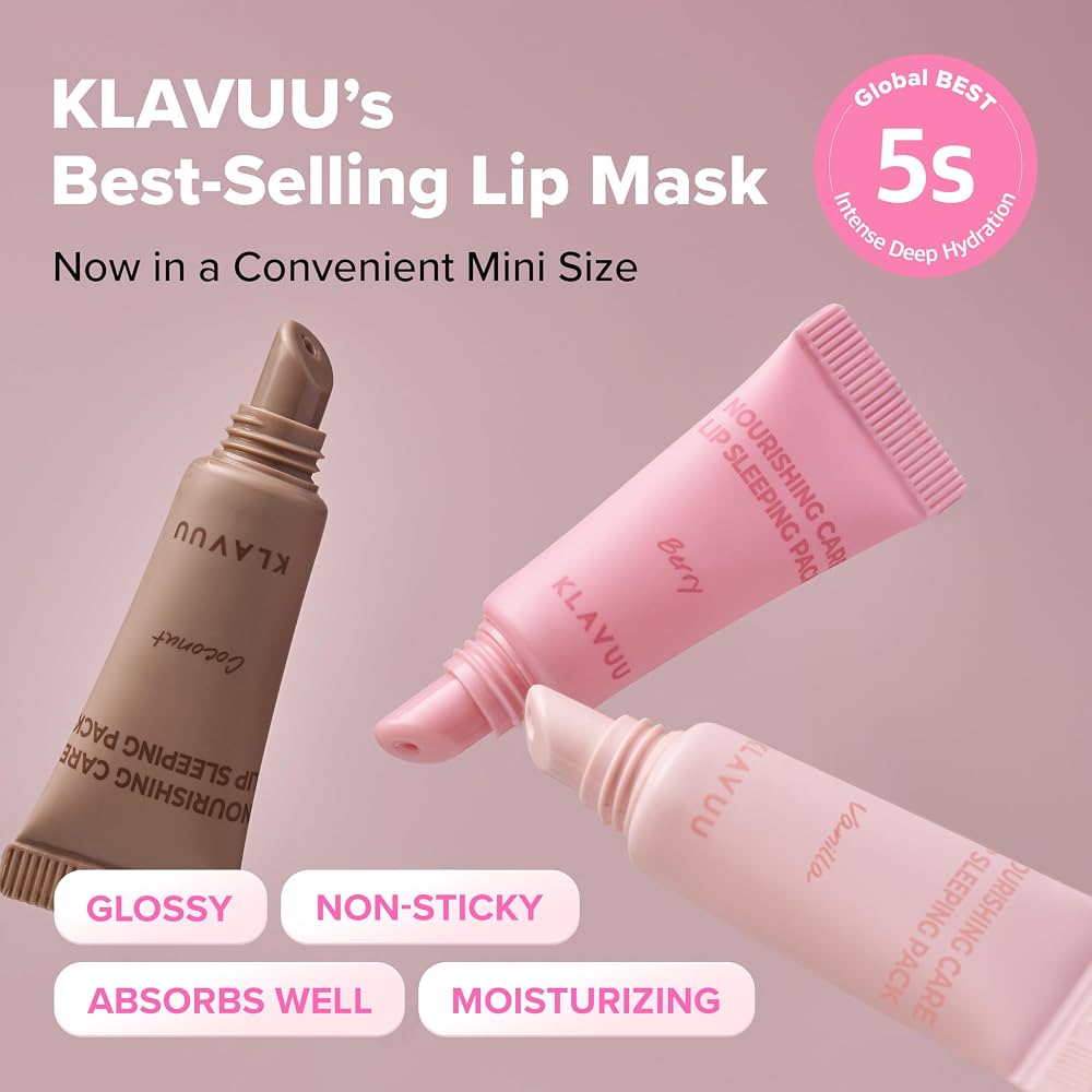 Klavuu Lip Sleeping Mask Boosting Kit, Deep Hydrating Korean Lip Balm