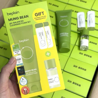Beplain Mung Bean pH-Balanced Cleansing Foam 80 ml set ( 10ml cleansing oil) pore serum 2 ml