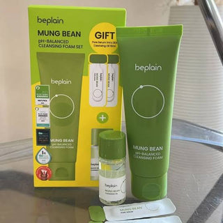 Beplain Mung Bean pH-Balanced Cleansing Foam 80 ml set ( 10ml cleansing oil) pore serum 2 ml