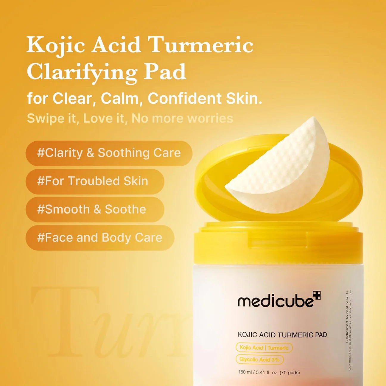 MEDICUBE KOJIC ACID TURMERIC CLARIFYING TONER 70 PADS