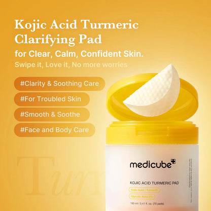 MEDICUBE KOJIC ACID TURMERIC CLARIFYING TONER 70 PADS
