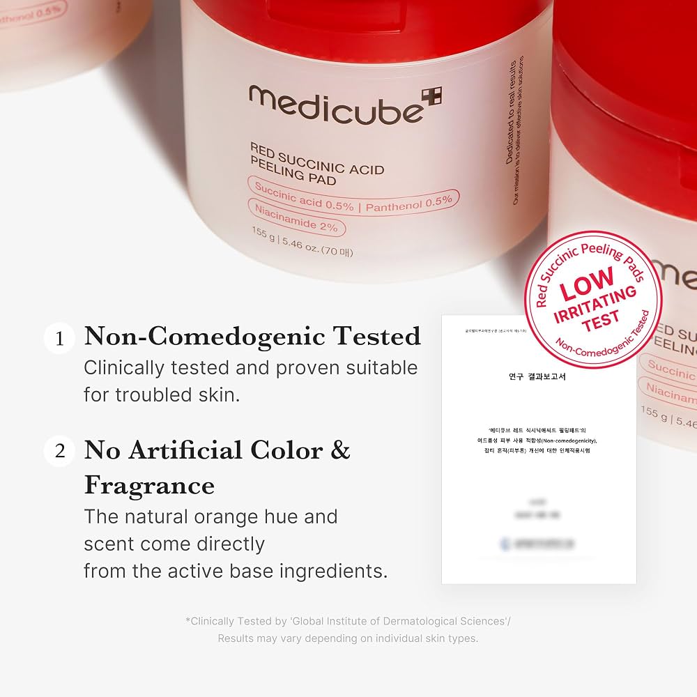 medicube Toner Pads Red Succinic Acid Panthenol Pad for Facial Peeling 70 pads