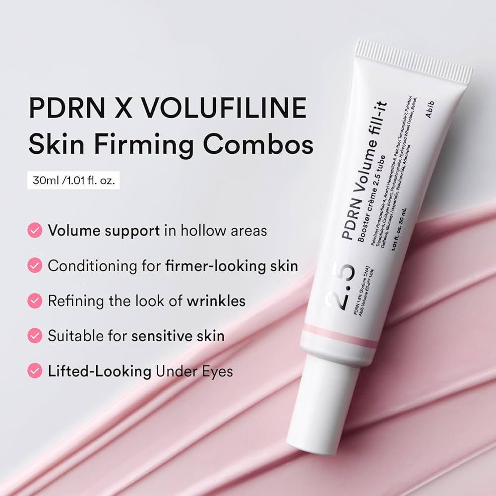 Abib PDRN Volume fill-it Booster Cream 2.5 tube | Facial Volume Plumping with PDRN 15,000ppm Peptides Retinal | For Forehead, Smile Lines & Neck Wrinkles | Anti-Aging Firming | 1.01 fl oz
