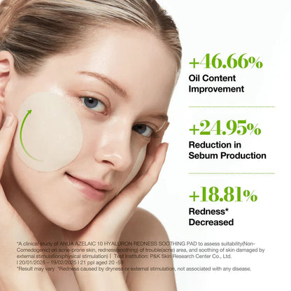 ANUA AZELAIC 10 HYALURON REDNESS SOOTHING 90 PAD