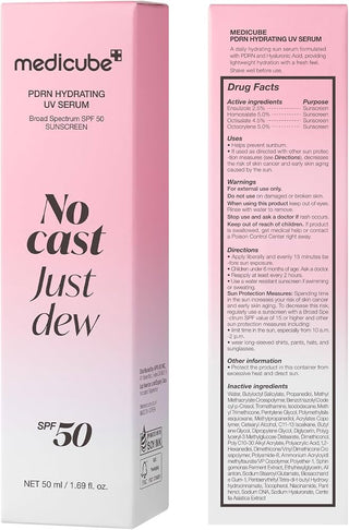 medicube Sunscreen No Cast Just Dew PDRN Hydrating UV Sun Serum, SPF 50 50 ml