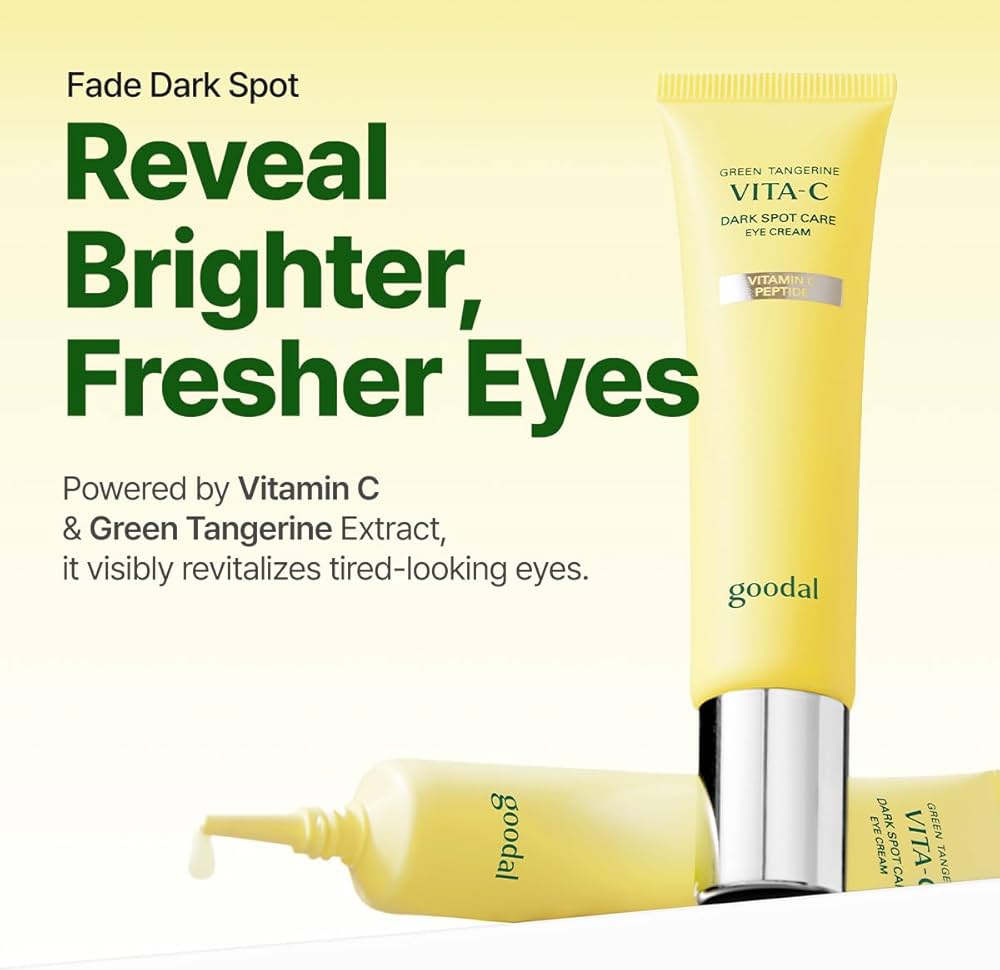 GOODAL Green Tangerine Vitamin C Dark Circle Eye Cream | Intensive Dark Circle Relief and Elasticity Treatment, Gentle, Non-irritating, Anti-Aging and Anti-Wrinkle Care 30ml