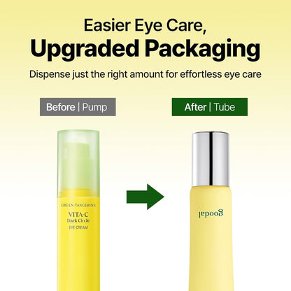 GOODAL Green Tangerine Vitamin C Dark Circle Eye Cream | Intensive Dark Circle Relief and Elasticity Treatment, Gentle, Non-irritating, Anti-Aging and Anti-Wrinkle Care 30ml