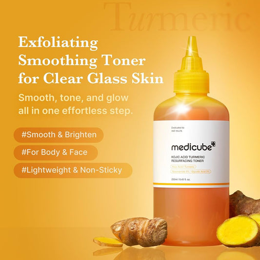 medicube Kojic Acid Turmeric Smoothing Toner for Face & Body 250 ml