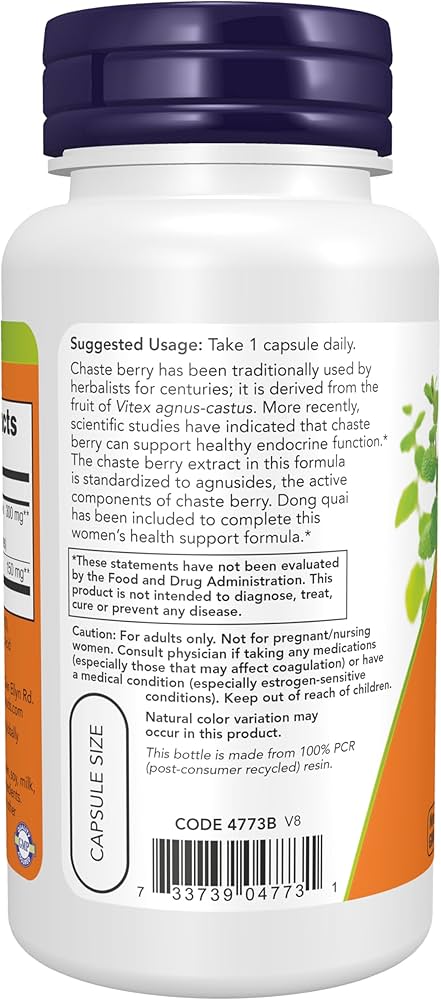 NOW Supplements, Chaste Berry Vitex Extract 300 mg with Dong Quai, Women's Health*, 90 Veg Capsules