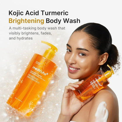 medicube Kojic Acid Turmeric Brightening Body Wash | Gentle Shower Gel for Uneven Skin | Niacinamide, Vitamin C, AHA/BHA | Deep Cleansing, Hydrating Formula | Easy and Effective, 13.52 fl.oz (400 ml)