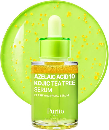 PURITO Azelaic Acid 10% + Kojic Acid + Tea Tree Facial Serum | for Blemish-Prone, Oily & Sensitive Skin | Redness Relief | Korean Skincare, 30mL 1.01 fl.oz
