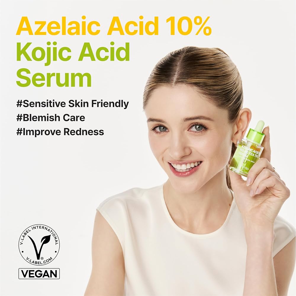 PURITO Azelaic Acid 10% + Kojic Acid + Tea Tree Facial Serum | for Blemish-Prone, Oily & Sensitive Skin | Redness Relief | Korean Skincare, 30mL 1.01 fl.oz