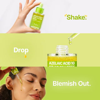 PURITO Azelaic Acid 10% + Kojic Acid + Tea Tree Facial Serum | for Blemish-Prone, Oily & Sensitive Skin | Redness Relief | Korean Skincare, 30mL 1.01 fl.oz