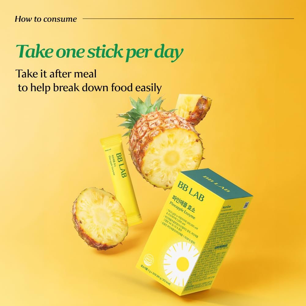 BB LAB Pineapple Enzyme Supplement, Natural Digestive Enzymes (30 sticks)