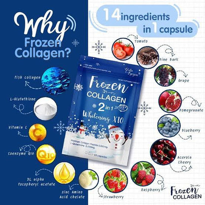 Frozen Collagen gluta 2 in 1 whitening x10 tablets (60 capsules)