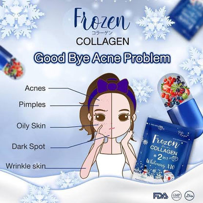 Frozen Collagen gluta 2 in 1 whitening x10 tablets (60 capsules)
