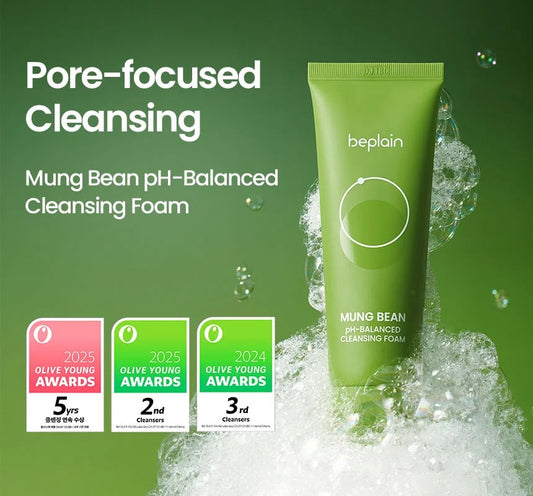 Beplain Mung Bean pH-Balanced Cleansing Foam 160 ml (from olive young set)