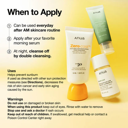 Anua Zero-Cast Moisturizing Finish Sunscreen